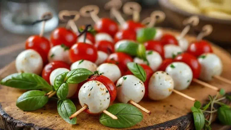 3 espetinhos de queijo e tomate que salvam sua entrada em 7 minutos